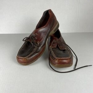 Dunham Mens Leather Boat Shoes Brown Lace Up Casual Loafers Size 13‎ US